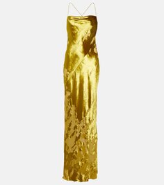 Платье макси из шелкового бархата The Sei, золото