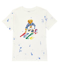 Хлопковая футболка polo bear Polo Ralph Lauren Kids, белый