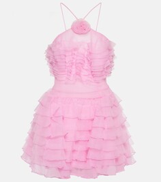 Мини-платье florian из органзы с оборками Staud, розовый