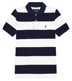Полосатая рубашка-поло из хлопка Polo Ralph Lauren Kids, синий