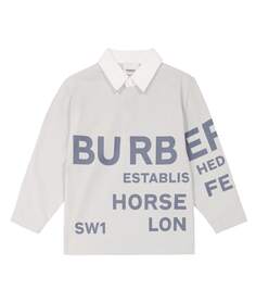 Рубашка-поло horseferry из хлопка Burberry Kids, серый