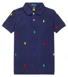 Хлопковая рубашка-поло Polo Ralph Lauren Kids, синий
