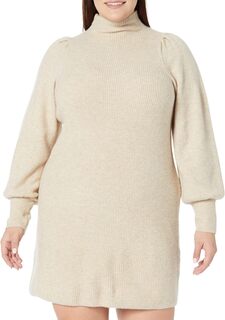 Мини-платье-свитер плюс с воротником-стойкой и пышными рукавами Madewell, цвет Heather Stone