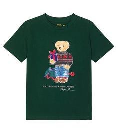 Футболка polo bear из хлопкового джерси Polo Ralph Lauren Kids, зеленый