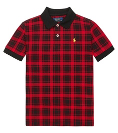 Рубашка-поло из хлопка в клетку тартан Polo Ralph Lauren Kids, красный