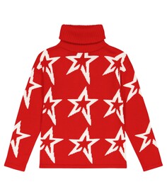Шерстяной свитер с высоким воротником и звездной пылью Perfect Moment Kids, красный