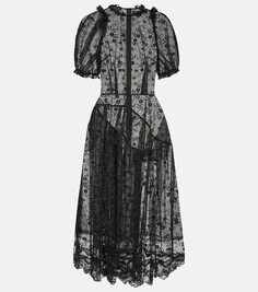 Украшенное кружевное платье миди Simone Rocha, черный