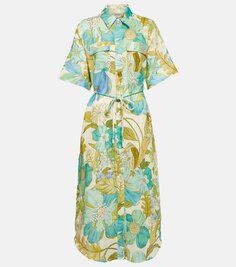 Льняное платье-рубашка janis с цветочным принтом Alémais, мультиколор