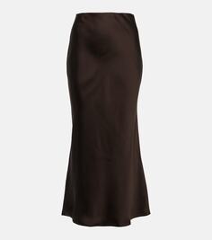 Атласная юбка-миди с диагональным оби-оби Norma Kamali, коричневый