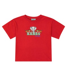 Футболка из хлопкового джерси с логотипом Kenzo Kids, красный