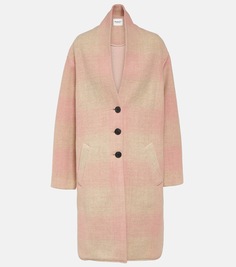 Пальто в клетку из смесовой шерсти Marant Etoile, розовый
