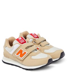 Кроссовки 574 на липучке New Balance Kids, бежевый