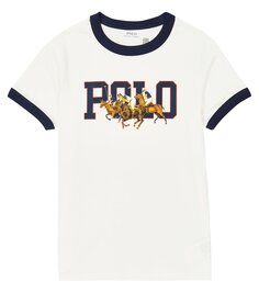 Футболка из хлопкового джерси с принтом Polo Ralph Lauren Kids, белый