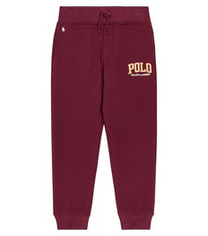 Спортивные брюки из хлопкового флиса с логотипом Polo Ralph Lauren Kids, красный