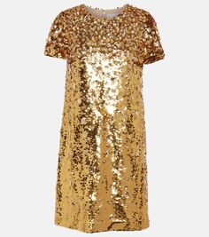 Мини-платье с пайетками Carolina Herrera, золото