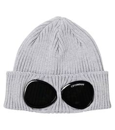 Хлопковая шапка с защитными очками C.P. Company Kids, серый