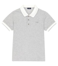 Хлопковая рубашка-поло с вышивкой Il Gufo, серый