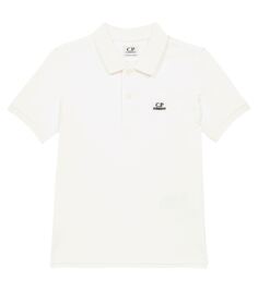 Хлопковая футболка-поло с логотипом C.P. Company Kids, белый
