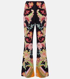 Расклешенные брюки из джерси с высокой посадкой и цветочным принтом Camilla, мультиколор
