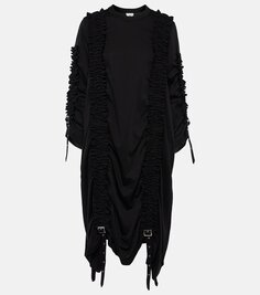 Хлопковое платье миди со сборками Noir Kei Ninomiya, черный