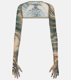Перчатки с принтом из коллекции татуировок Jean Paul Gaultier, мультиколор