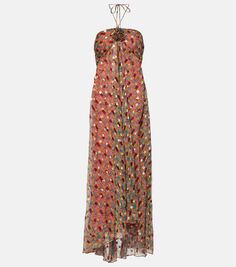 Платье макси samira из жоржета с воротником-халтером Rixo, мультиколор