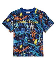 Хлопковая футболка с принтом Marc Jacobs Kids, синий