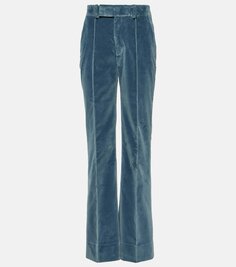 Узкие бархатные брюки со сборками Frame, синий