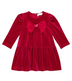 Детское бархатное платье Monnalisa, красный