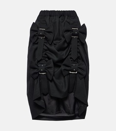 Шерстяная юбка миди с бретелями на ленте Noir Kei Ninomiya, черный