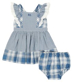 Детское хлопковое платье в клетку Polo Ralph Lauren Kids, синий