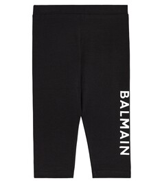 Леггинсы из смесового хлопка с логотипом baby Balmain Kids, черный