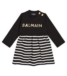 Детское платье с логотипом Balmain Kids, черный
