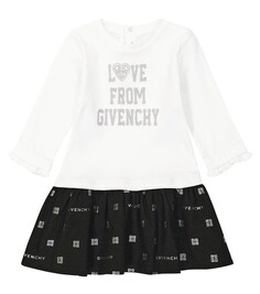 Платье-футболка из хлопкового джерси плотностью 4 г Givenchy Kids, белый