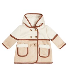 Детское пальто на подкладке из искусственной овчины Chloé Kids, белый