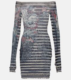 Сетчатое мини-платье из коллекции tattoo Jean Paul Gaultier, синий