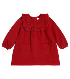 Детское креповое платье с вышивкой Chloé Kids, красный