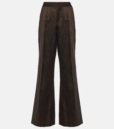 Расклешенные брюки широкого кроя из смесовой шерсти с татуировкой Jean Paul Gaultier, коричневый