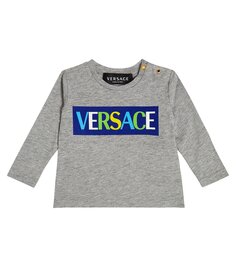 Футболка из хлопкового джерси с логотипом baby Versace Kids, серый
