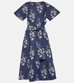 Джинсовое платье миди с цветочным принтом Carolina Herrera, синий