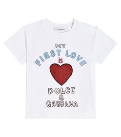 Детская футболка из смесового хлопка Dolce&amp;Gabbana Kids, белый