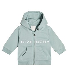 Худи с логотипом из смесового хлопка Givenchy Kids, синий