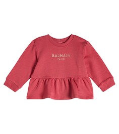 Толстовка из смесового хлопка с логотипом baby Balmain Kids, красный