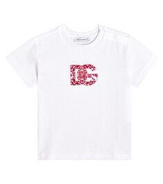 Футболка из хлопкового джерси с логотипом baby Dolce&amp;Gabbana Kids, белый