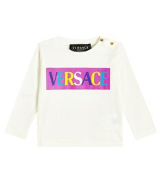 Футболка из хлопкового джерси с логотипом baby Versace Kids, белый