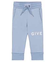 Спортивные брюки из смесового хлопка с логотипом baby Givenchy Kids, синий