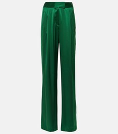 Широкие брюки из шелкового атласа с высокой посадкой The Sei, зеленый