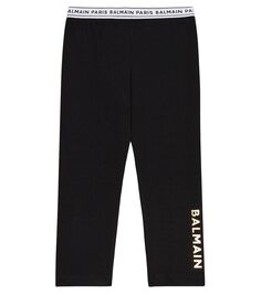 Леггинсы из джерси с логотипом baby Balmain Kids, черный