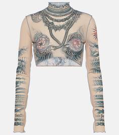 Укороченный топ с принтом из коллекции tattoo Jean Paul Gaultier, мультиколор