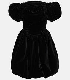 Бархатное мини-платье с открытыми плечами Simone Rocha, черный